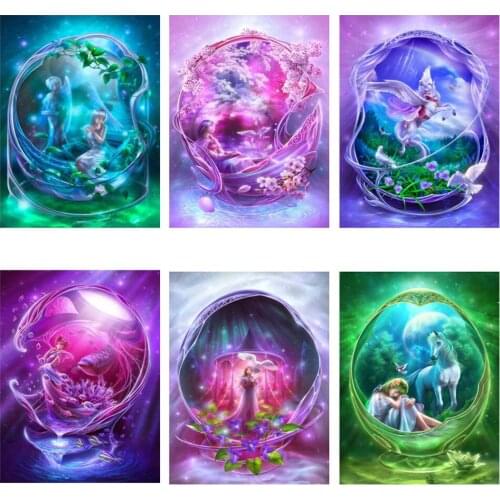 Diy 5d Full Diamond Painting Embroidery Cartoon Square Round Drill Princess White Horse Elf Mosaic Furniture Decoration Hobby