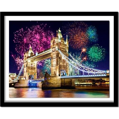 Diamond Painting Night Scenic Diamond Embroidery Sale London Home DecorCross Stitch Full Square Diamond Bridge