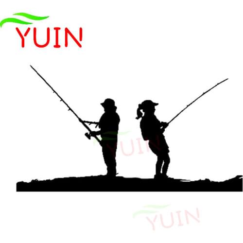 Car Sticker Men and Women Fishing Scene Funny Decals Personalized PVC Rear Windshield Decorative Accessories Waterproof Decal