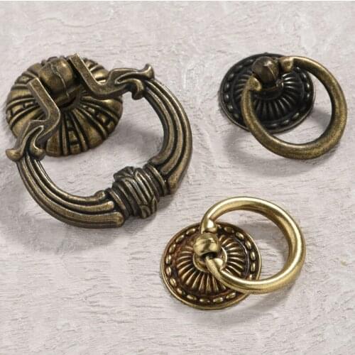 1PC Vintage Kitchen Cabinet Cupboard Dresser Door Drawer Ring Pull Handles Knobs Single Hole Antique Bronze