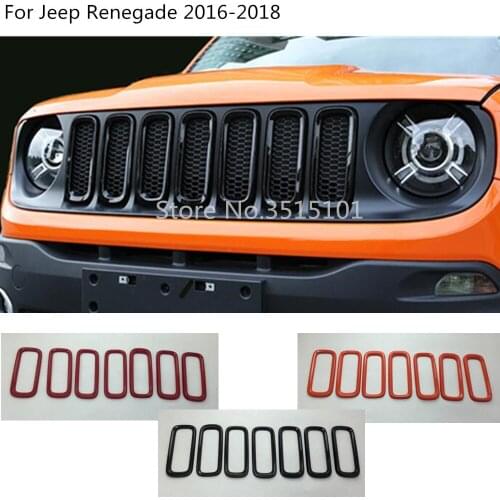 Car Body Protection Detector ABS Chrome Front Up Racing Grid Grill Grille Around For Jeep Renegade 2016 2017 2018 2019 2020
