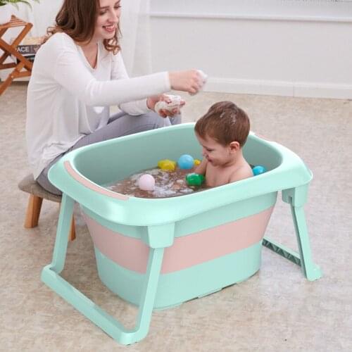 Baby Shining Children Folding Bath Tub Height 44.5cm Baby Bath Seat Insulation Non Slip Easy Storage Kid Widen Bath WF1015