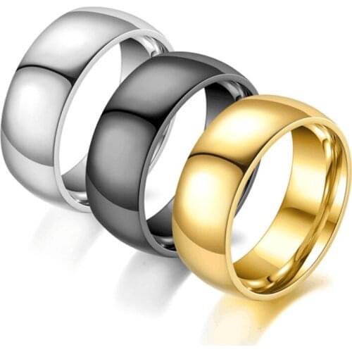 European and American fashion titanium steel ring men 8mm smooth stainless steel ring simple finger wholesale jewelry rings