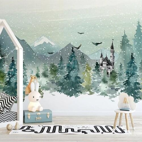 Custom Photo Wallpaper 3D Hand Painted Castle Forest Animal Childrens Bedroom Murals Abstract Art Papel De Parede Infantil 3 D