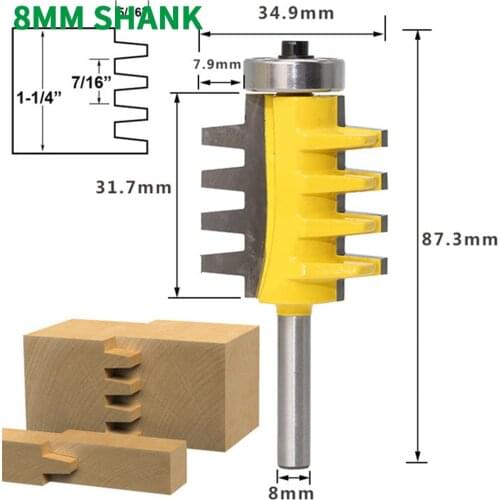 1PC 8MM Shank Milling Cutter Wood Carving Rail Stile Finger Joint Glue Router Bit Cone Tenon Woodworking Cutter Power Tools