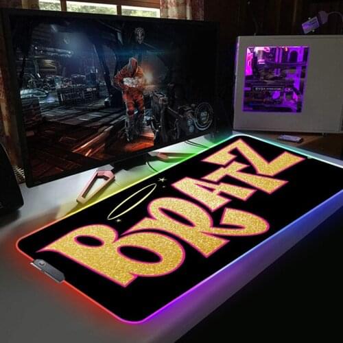 Lovely Doll Bratz Gaming Mouse Pad Anime Computer Desk Mousepad Rgb Keyboard Pc Gamer Non-slip Mat LED Mouse Mats Xxl Mause Ped