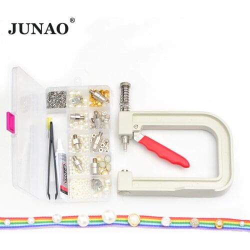 JUNAO 10 Mold Pearl Setting Machine Rhinestone Pearl Applicator Riveter Of White Pearl Beads Fixing Machine for DIY Clothes