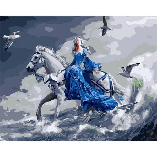 Treading Waves 40x50cm Framed Painting By Numbers Animals On Canvas Pictures By Numbers Home Decoration Diy Minimalism Style