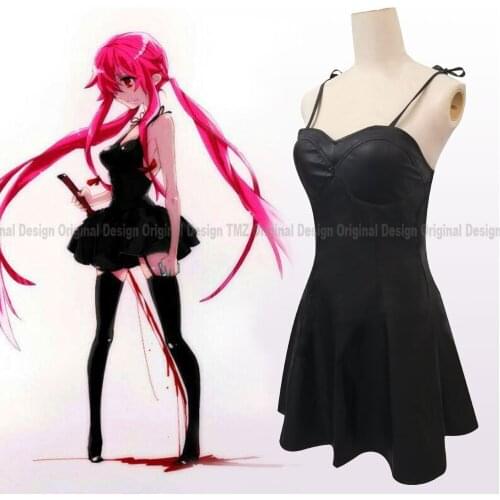 Anime Cos The Future Diary Gasai Yuno Black PU Leather Fancy Dress Cosplay Costumes Mirai Nikki Braces Skirt Performance Costume