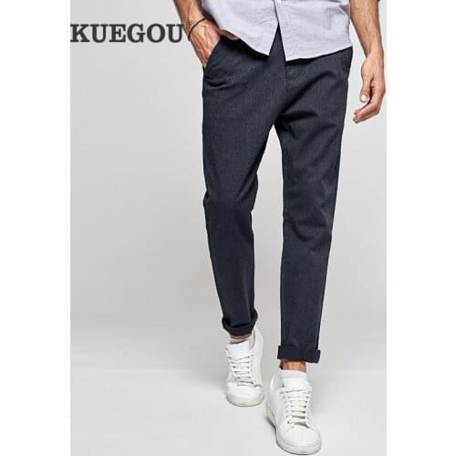 KUEGOU Men's Checked Trousers