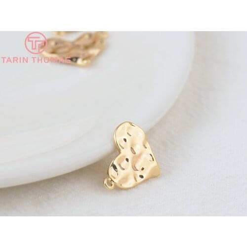 10PCS 14x12MM 24K Gold Color Brass Heart Pendants Charms High Quality Diy Jewelry Findings Accessories