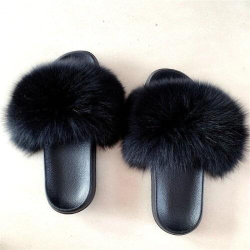 Fur Slides for Women Fluffy House Slippers Flip Flops Ladies Shoes Womens Fur Slippers Plus Size Summer Fashion Slipper