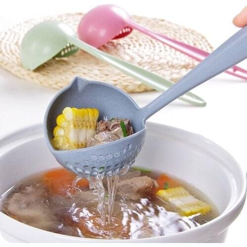 Multifunctional Long-handled Spoon and Soup Spoon for Food Preparation Filter Spoon Environmental Protection Filter Food Tool