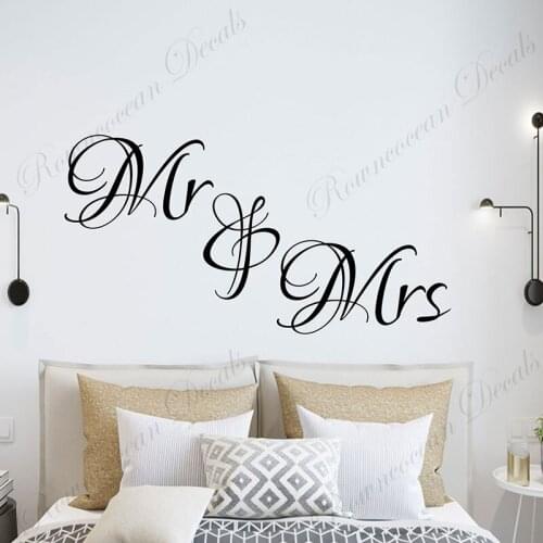 Mr & Mrs Wedding Anniversary Wall Sticker Vinyl Home Decor Bedroom Quotes Art Wall Decals Removable Murals Room Decoration 4628