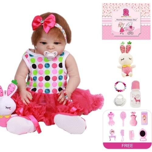 18" Bebe Reborn Soft Silicone Realistic Baby Hair Toy Doll Smooth Vinyl Body Toddle Reborn Doll Toys for Children Full Body 48CM
