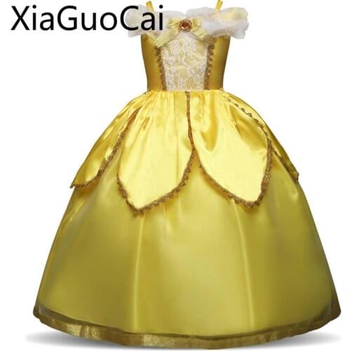 Dress Up Costume for Kids 2018 Beauty and Beast Cosplay Bell Princess Dress Halloween Costumes Kids Dresses for Girls