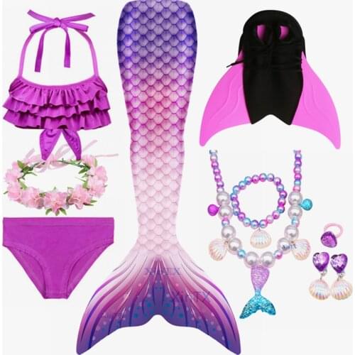 Newest HOT Kids Girls Mermaid Tails with Or No Fin Swimsuit Bikini Bathing Suit Dress for Girls With Flipper Monofin For Swim