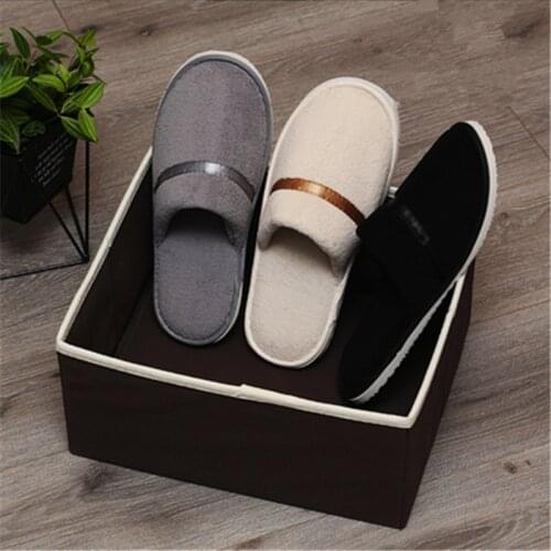 Wholesale 5pairs\lot Comfortable Coral Fleece Men women Disposable Slippers Thickened Anti-skid Family Hotel Travel Slippers