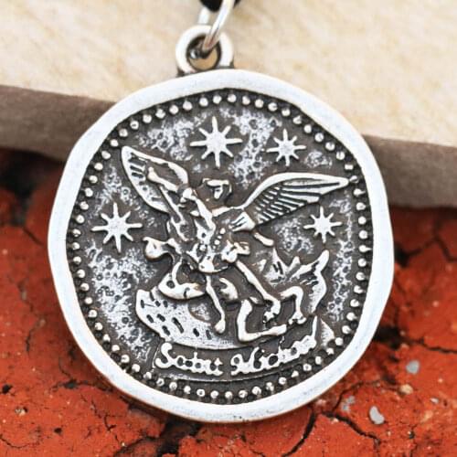 Mens Guardian Angel St Michael Necklace Medal Catholicism Gift Saint Archangel Parton Jewelry