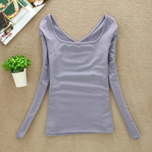 2021 Autumn Winter NEW Tops Womens Fashion UV Neck T-shirts Long Sleeve Velvet Warm Underwear All-match Shirt With Fleece SY022