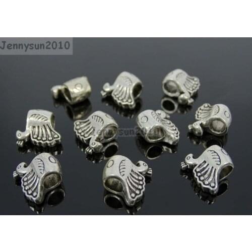 Peacock Tibetan Silver Big Hole Connector Metal Spacer European Charm Beads Jewelry Design Findings Crafts 50Pcs/Pack