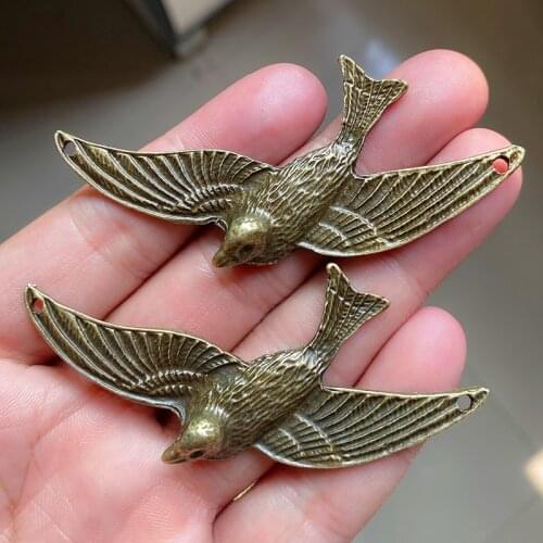 12Pcs/lot Retro Charms Bronze Silver Color Plated Large Bird Charms Pendants Alloy Jewelry Findings Fit DIY Necklace Accessories