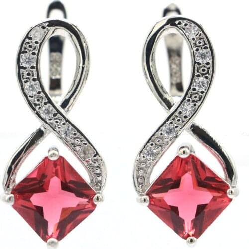 43x18mm Stunning Created Green Peridot White CZ Ladies Party Silver Earrings Wholesale Drop Shipping