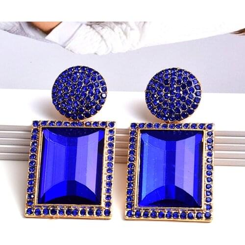 Luxury Charm Drop Earrings Vintage Handmade Crystal Square Dangle Earrings Party Statement Jewelry For Women Wholesale