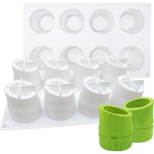 8 Holes Bamboo Tube Shape Silicone Cake Mold For Baking Mousse Chocolate Sponge Moulds Cake Decorating Moule M007