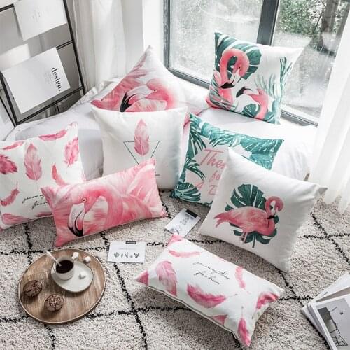 Nordic Decoration Home Cushion Cover Pink Flamingo Kitchen Living Room Cushions Case Tropical Sofa Throw Pillows Covers Cases