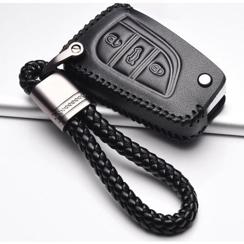 Top Layer Leather Car key cover case shell set protector fob for Toyota aygo Yaris Highlander Camry RAV4 2 3 button key holder
