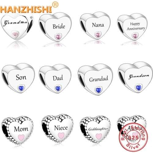2020 Spring Collection 925 Sterling Silver Grandma Heart Charm Bead Fit Original Pandora Charm Bracelet Necklace Jewelry Making