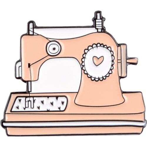 Pink Love Sewing Machine Metal Enamel Brooch Cute Cartoon Electronic Sewing Machine Badge Pin Fun Trendy Costume Jewelry Gift
