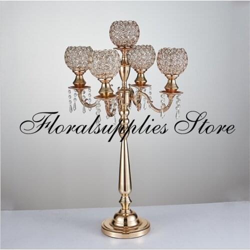 10PCS/Lot Crystal Candelabras 85 cm Tall 5-Arms Candle Holders Pendants Wedding Centerpiece Christmas Home Decoration