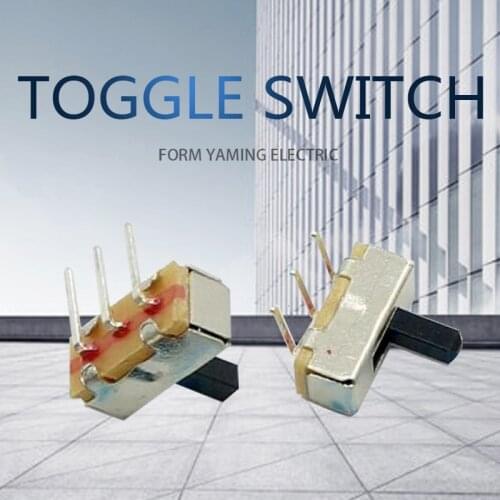 100pcs Two Positions Toggle Switch 1P2T Three Foot 3 Pins Push Button Press Electric Micro Mini SS12D03