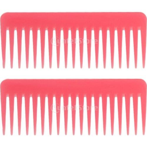 2pcs Rake Comb Plastic Detangling Massage Brush Reduce Hair Loss Frizz Pink
