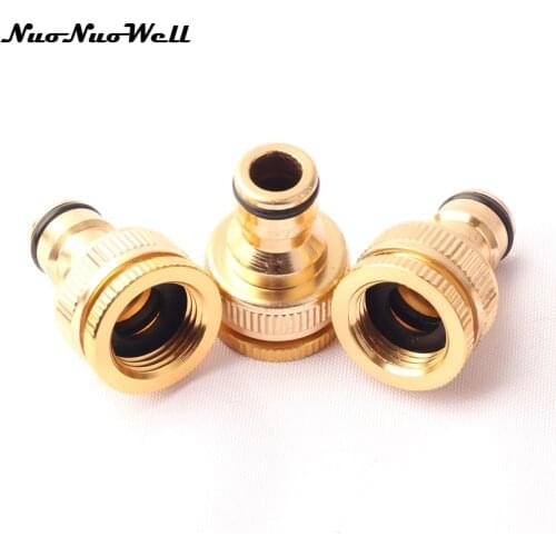 3pcs NuoNuoWell 1/2" 3/4" Thread Quick Connector Aluminum Tap Connector for Garden Irrigation Watering Hose Pipe Fitting Adapter