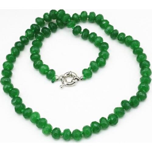 5*8mm natural stone green Malaysia jades stone abacus faceted beads choker necklace women clavicle chain jewelry 18inch B3205