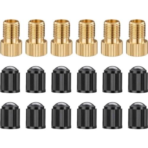 6PCS Presta Valve Adaptors, Convert Presta to Schrader Adapter for Bike, Inflate Tire Using Standard Pump