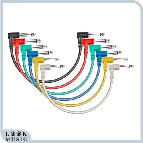 Guitar Effect Pedal Cables 6 Inch -1/4 Instrument Cables for Effect Pedals Right Angle Patch Cable Kit (6 Pack Colorful)