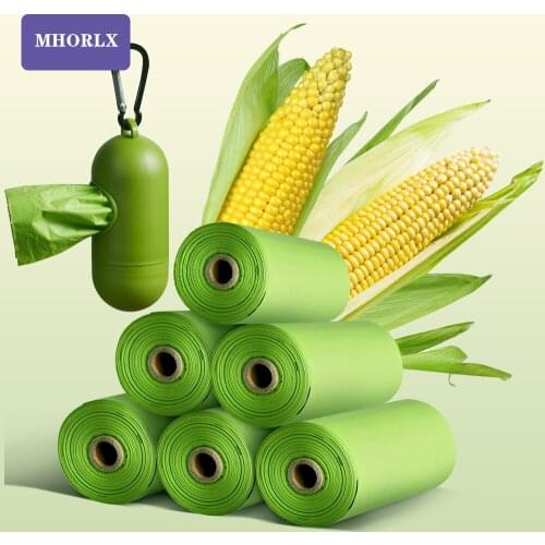 Degradable Corn Starch Pet Baby Garbage Bag Disposal Bags Portable Nappy Garbage Bag Refillable Bin Box Case Eco friendly