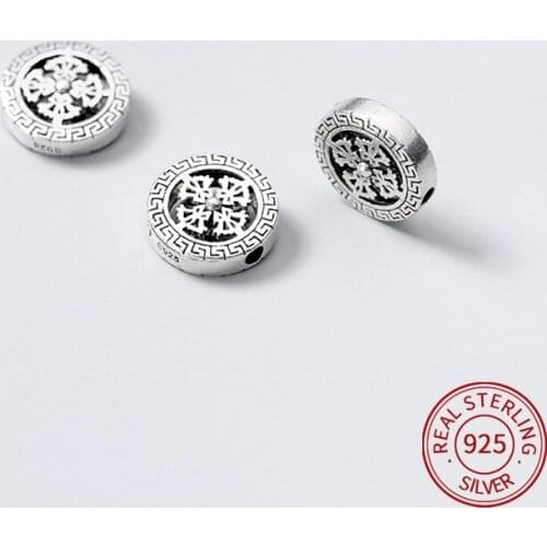 925 Sterling Silver Marcasite hollow flat beads retro vines spacers for DIY Bracelet Necklace Jewelry Findings accesorices
