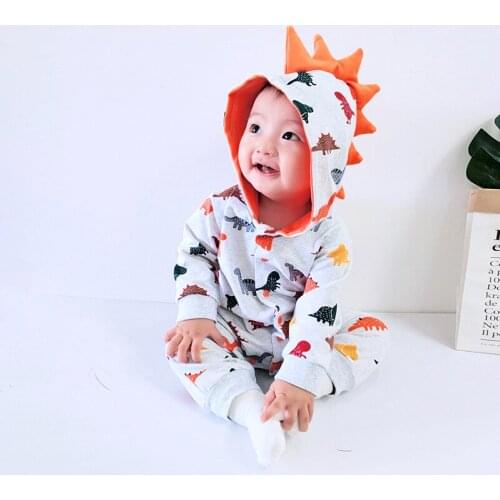 Dinosaur Crocodile Romper for Baby Boys Cartoon Cute Animal Horn Hoodies Toddler Girls Overalls Long Sleeves Jumpsuit Outfit