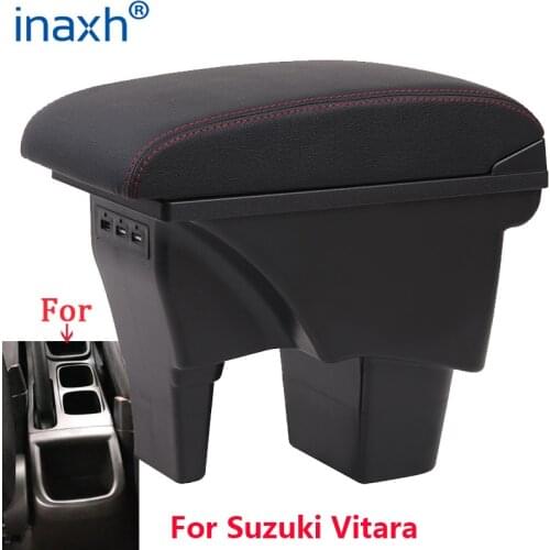 For Suzuki Vitara Armrest box central storage box car accessories Car Armrests USB LED light Easy to install