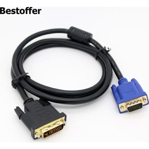 DVI-I (24+5) Male to VGA Male 15 pin Cable Video PC Monitor Cord Adapter 1.5 Meter