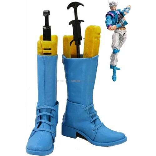 Caesar Cosplay Blue Shoes JOJOS BIZARRE ADVENTURE 2 Caesar Cosplay Boots Custom Made