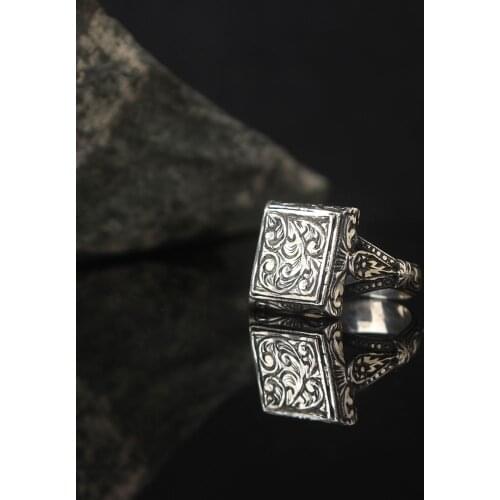 Engraved 925 Sterling Silver Traditional Handmade Turkish Signet Ring Jewelry Gift for Women Men Best Craftmanship Lion Symbol