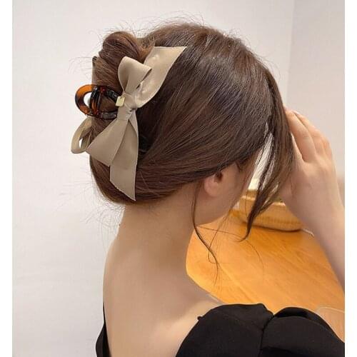 Korean elegant hairpin back head grabbing clip large shark clip temperament bowknot headdress female 2021 new summer