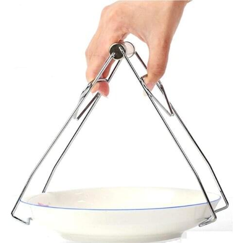 Kitchen Cooking Tongs Universal Kitchen Stainless Steel Foldable Hot Dish Plate Bowl Clip Pots Gripper Crockery Holder Lifter