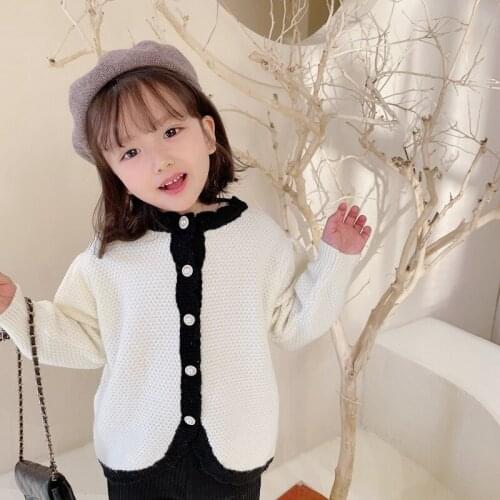 Sweet Knitting Spring Autumn Coat Girls Kids Outerwear Teenage Top Children Clothes Costume Ruffle Evening Party High Quality